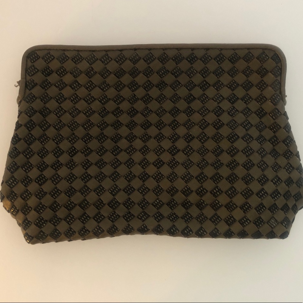 GANSON SAN FRANCISCO WOVEN LEATHER CLUTCH